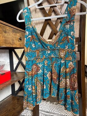 Forever 21 Teal Paisley Asymmetrical Sundress